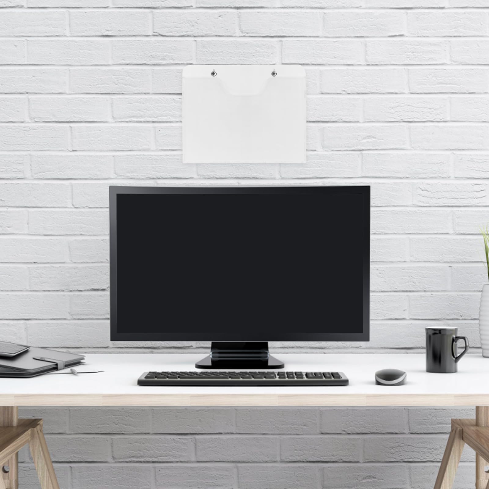 Soporte Organizador de Documentos de Pared Acrílico Transparente A4 Horizontal 2 Piezas, Porta Folletos y Revistero para Oficina y Espacios Comerciales