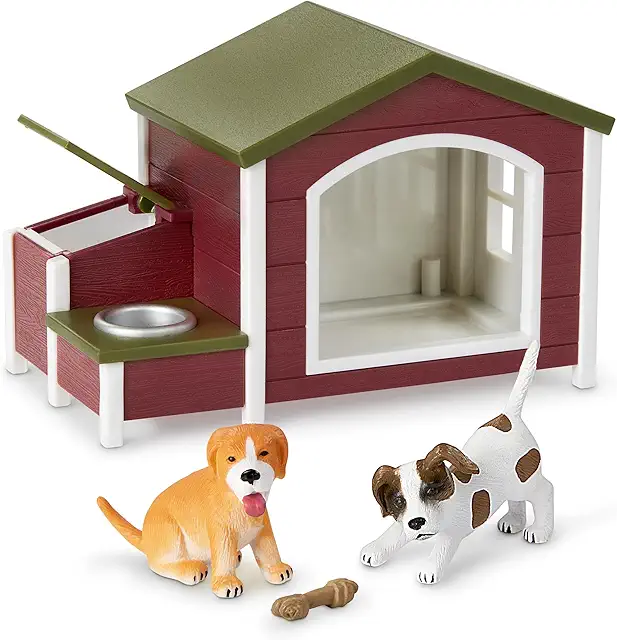Terra By Battat Dog Figurines Playset with Toy Dog House & Puppies for Kids 3+