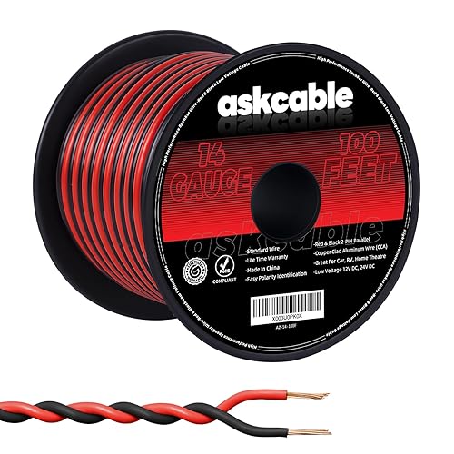 Cable de altavoz calibre 14 de 100 pies, cable de altavoz de 14 AWG, cable de extensión de 2 conductores, gran uso para altavoces de automóvil,