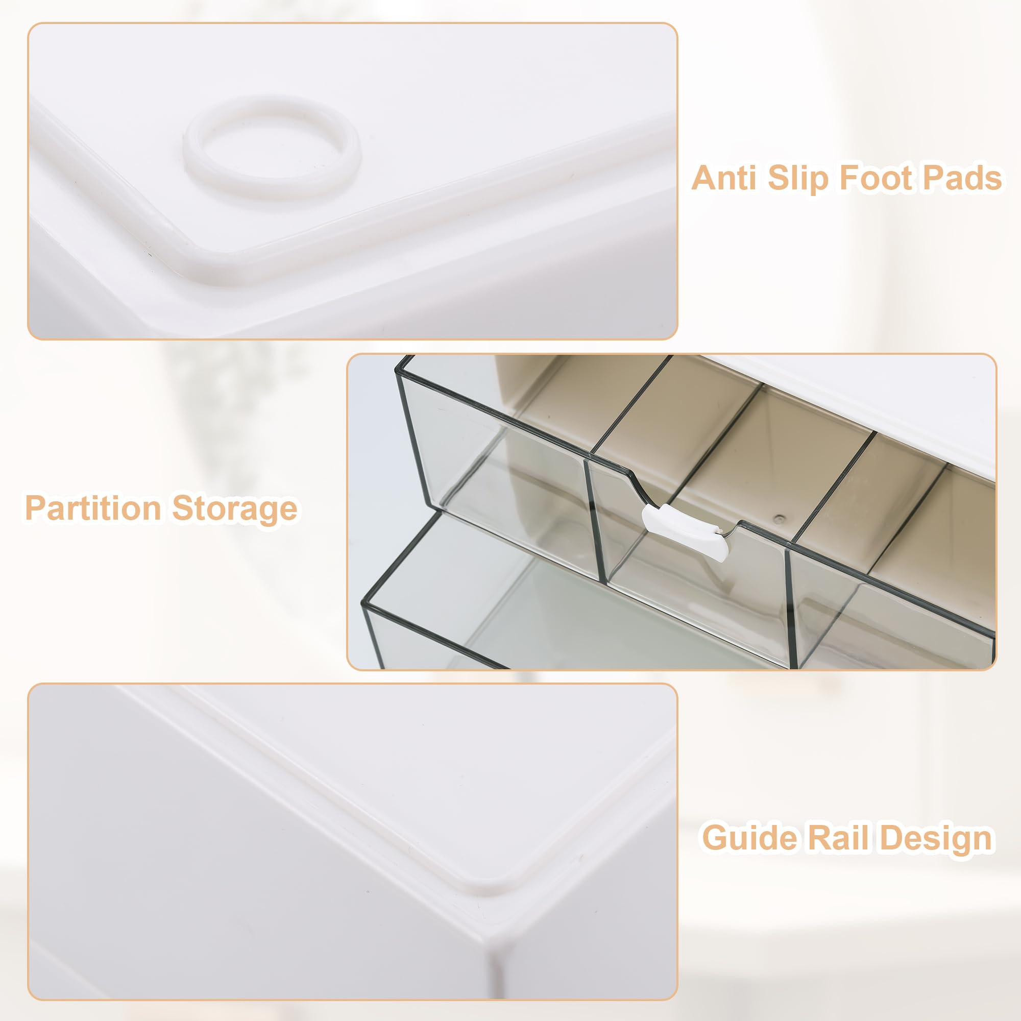 DoocliB Mini organizer da bagno con cassetti, in acrilico, impilabile, trasparente, per comò, lavabo, bagno, armadietto a specchio interno