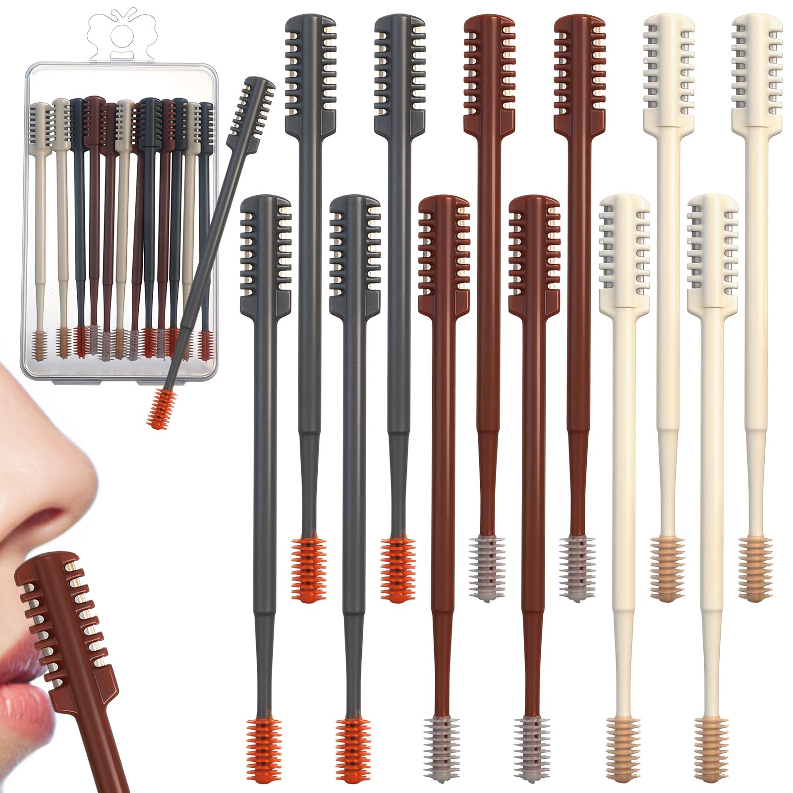 12 Pcs 2 in 1 Nasal Hair Cutter 2026 Upgrade Design Double Sided Nose Hair Trimmer for Men