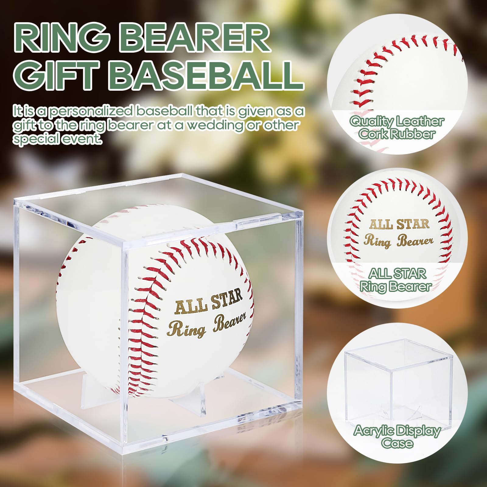 WANGDEFA Ring Bearer Baseball with Display Case - All Star Wedding Gift - Will You Be My Ring Bearer?
