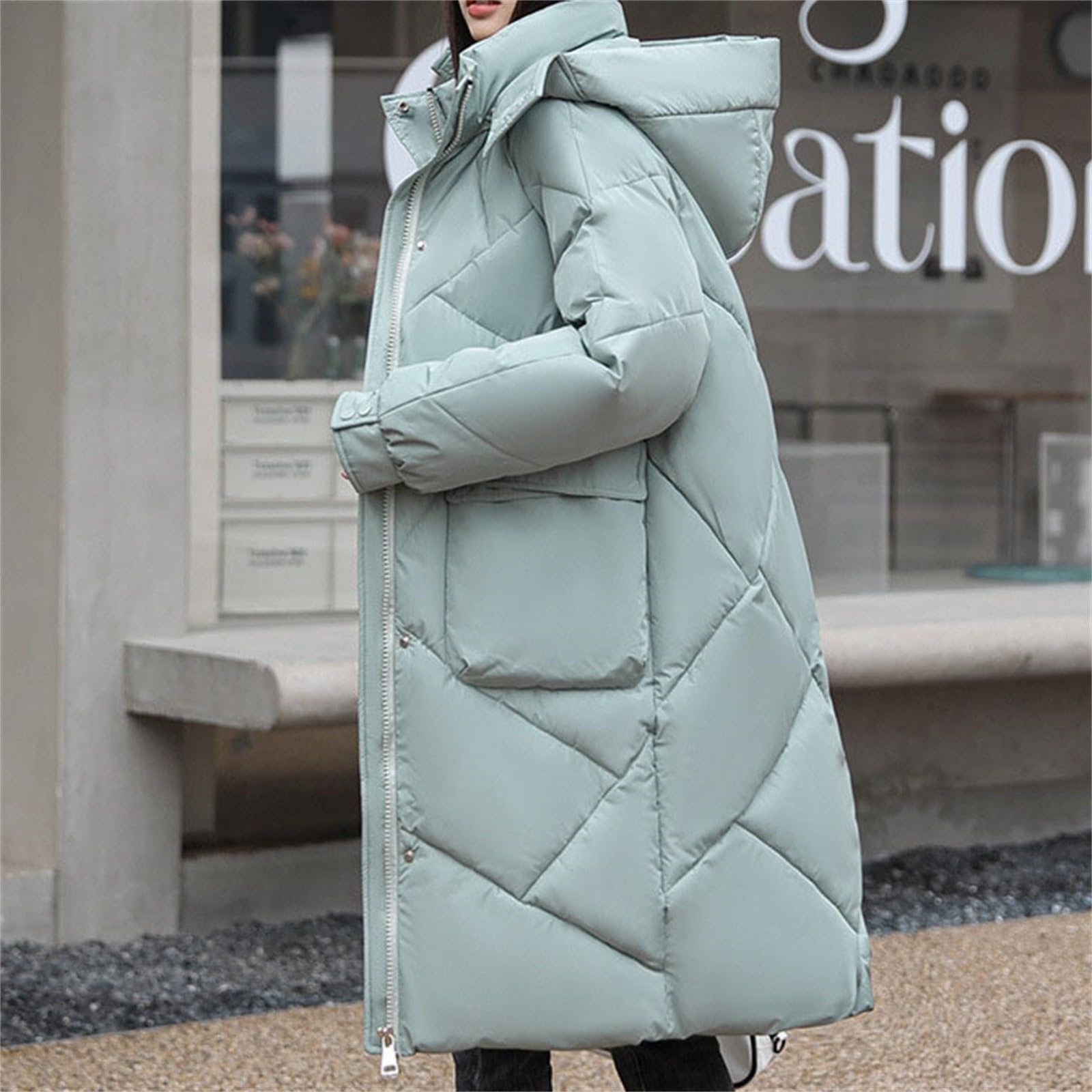 Cappotto invernale da donna, taglie forti, trench lungo nero, piumino per esterni, trapuntato, lungo, invernale, per le mezze stagioni, con cappuccio, giacca a vento