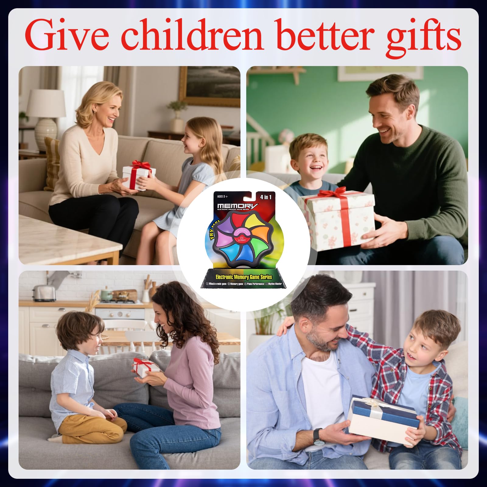 Gedächtnistraining Kinder, Elektronisches Gedächtnisspiel, Reaktionsspiel mit Lichtern und Geräuschen, Knobelspiele,Senso Spiel, Konzentration Spiele Reisespiele für Kinder Jungen Mädchen Geschenk