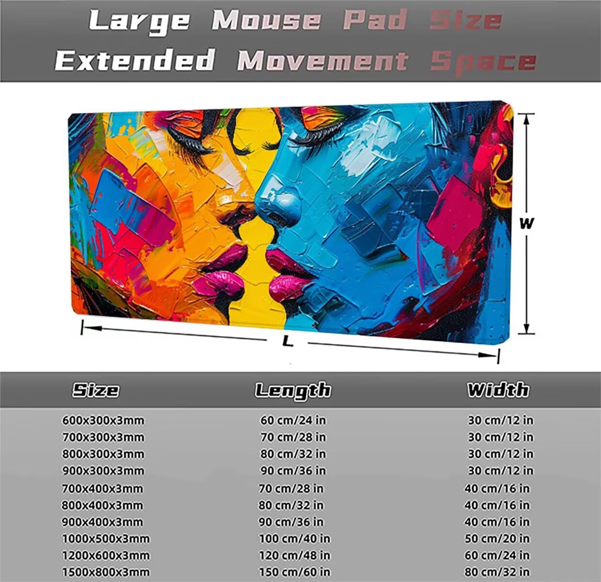 Tappetino per Mouse Gaming XXL 1200x600x3mm– Ufficio Mousepad Grande – Migliora la Velocità e la Precisione Tenuta Stabile Sottomano per Ufficio e Casa Accessori Scrivania Astratto PjY4797 E-2