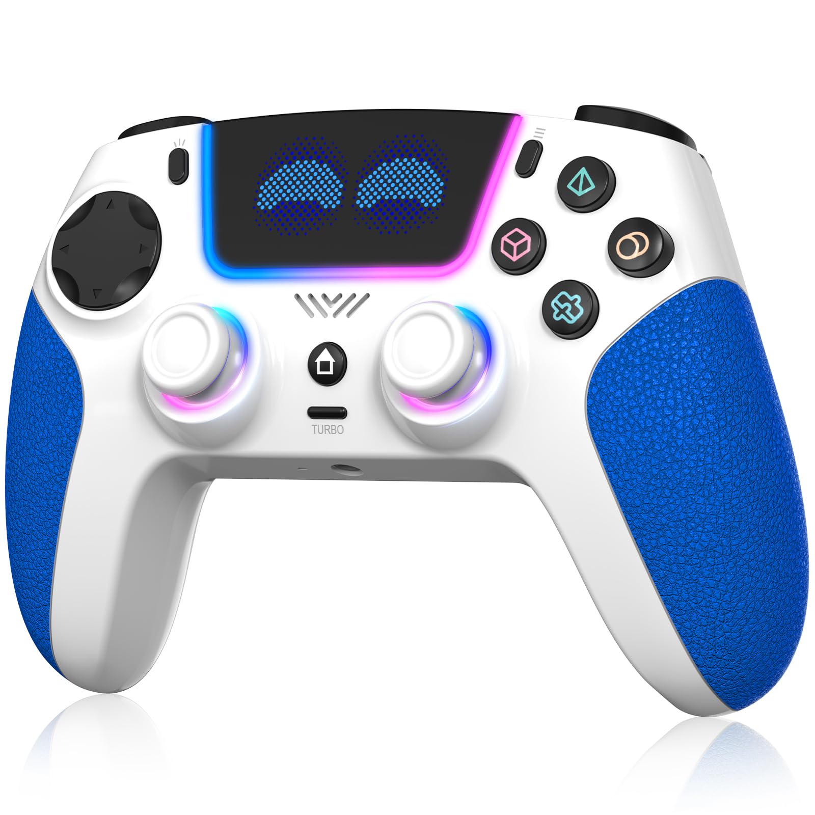 SFGSUP Controller Wireless per PS5/PC/Steam Deck, con Joystick&Grilletti Effetto Hall/8 Colori illuminazione RGB/Giroscopio 6 Assi/Turbo/Doppia Vibrazione/Impugnatura Antiscivolo/Batteria 1500 mAh