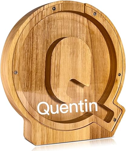 Miniatura 9 de ALBK (Z) Alcancía personalizada para niños, alcancía con letras del alfabeto personalizadas, letras de madera de la A a la Z, juguetes de