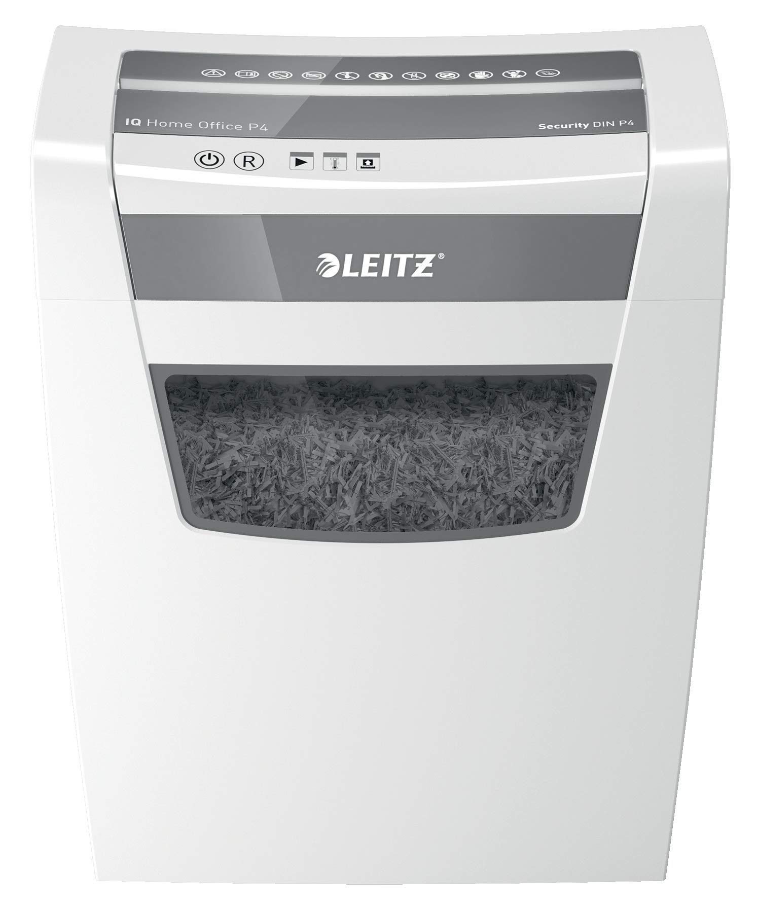 Leitz IQ Distruggi documenti Home Office P4, Taglio a frammento, Capacità 23 litri, Anti-Inceppamento, Touch-Control 80090000 + 12 fogli oleati lubrificati per manutenzione distruggidocumenti 80070000
