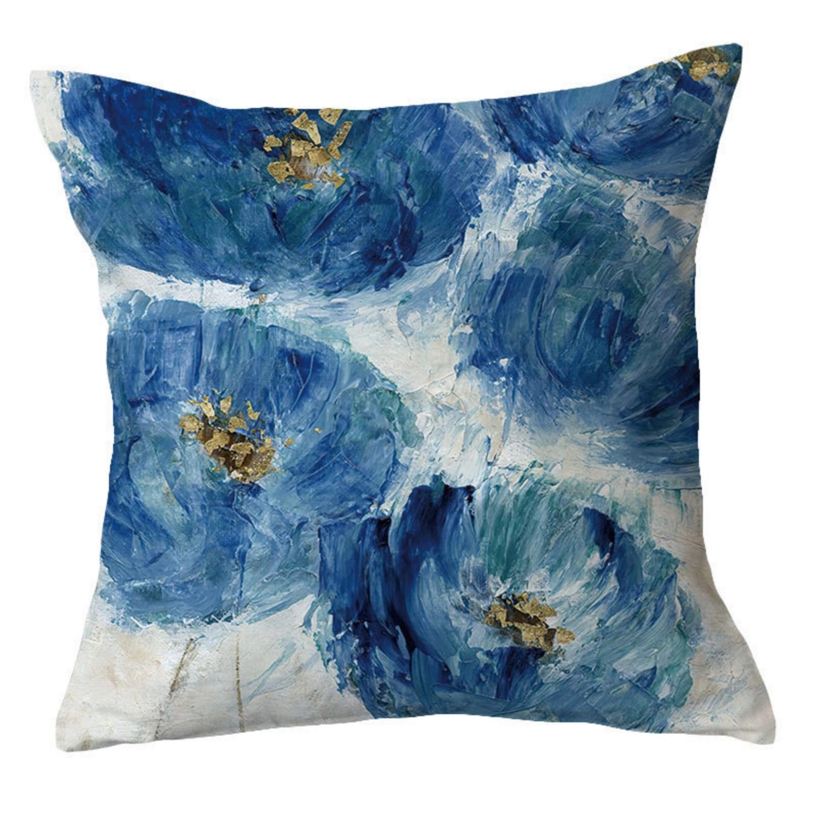 wxlmom Cushion Covers 40cm x 40cm Blue Flower Pillowcase Invisible Zipper