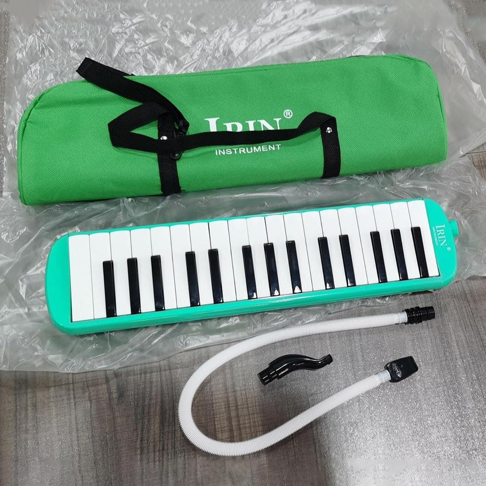 Ensemble de mélodicas portable à 32 touches, parfait pour les performances solo et l'apprentissage de la musique, sac inclus (vert)