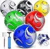 6 Balones Tamaño 5/4/3 para Entrenamiento y Partidos - Tamaño y Peso Oficial - Incluye Red de Transporte, Agujas, Bomba de Aire - Ideal para Jugadores Jóvenes y Adultos 1