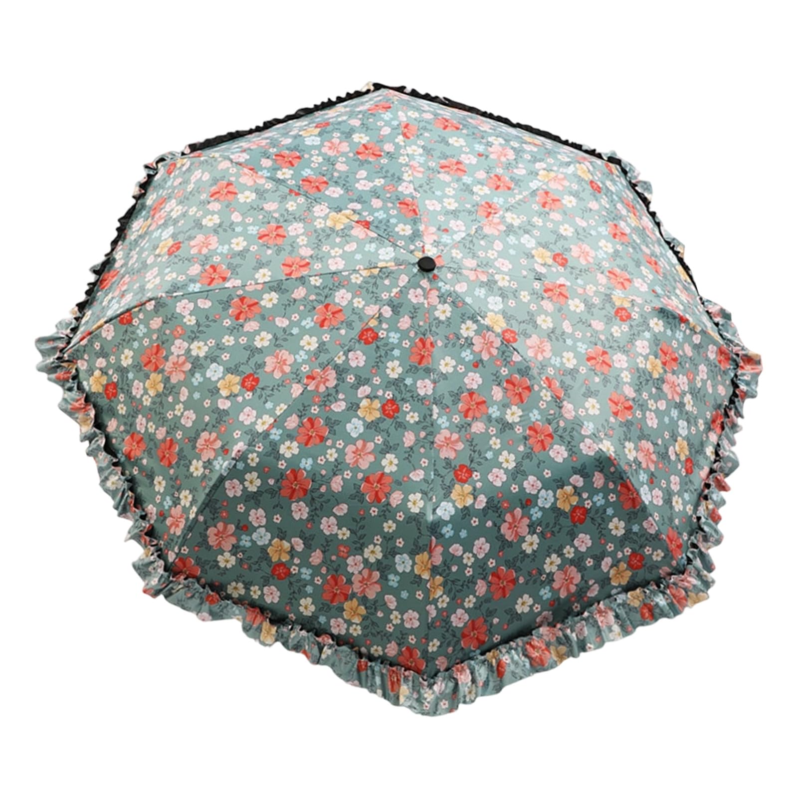 Buxuaaaa 8 Rib Compact Umbrella with Floral Design Windproof Rain and Light Umbrella