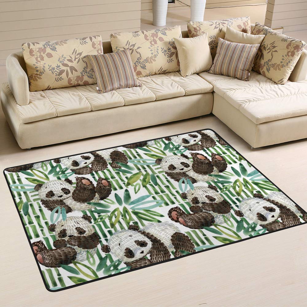 Tapis bambou durable Ruchen 80x58 grand tapis de chambre motif panda