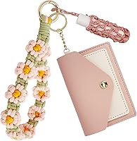 BIHRTC Boho Macrame Wristlet Keychain Wallet Lipstick Holder - Handmade Bracelet Keyring for Keys & Essentials