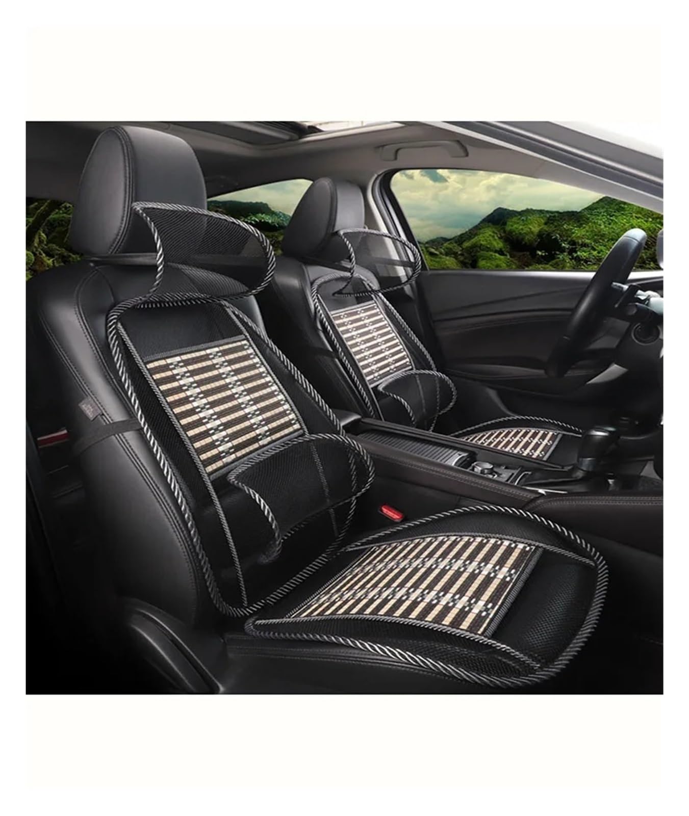 Hviyroi car seat cushion Bamboo Silk Car Seat Cushion, Summer Cool Breathable, Three-Piece Set