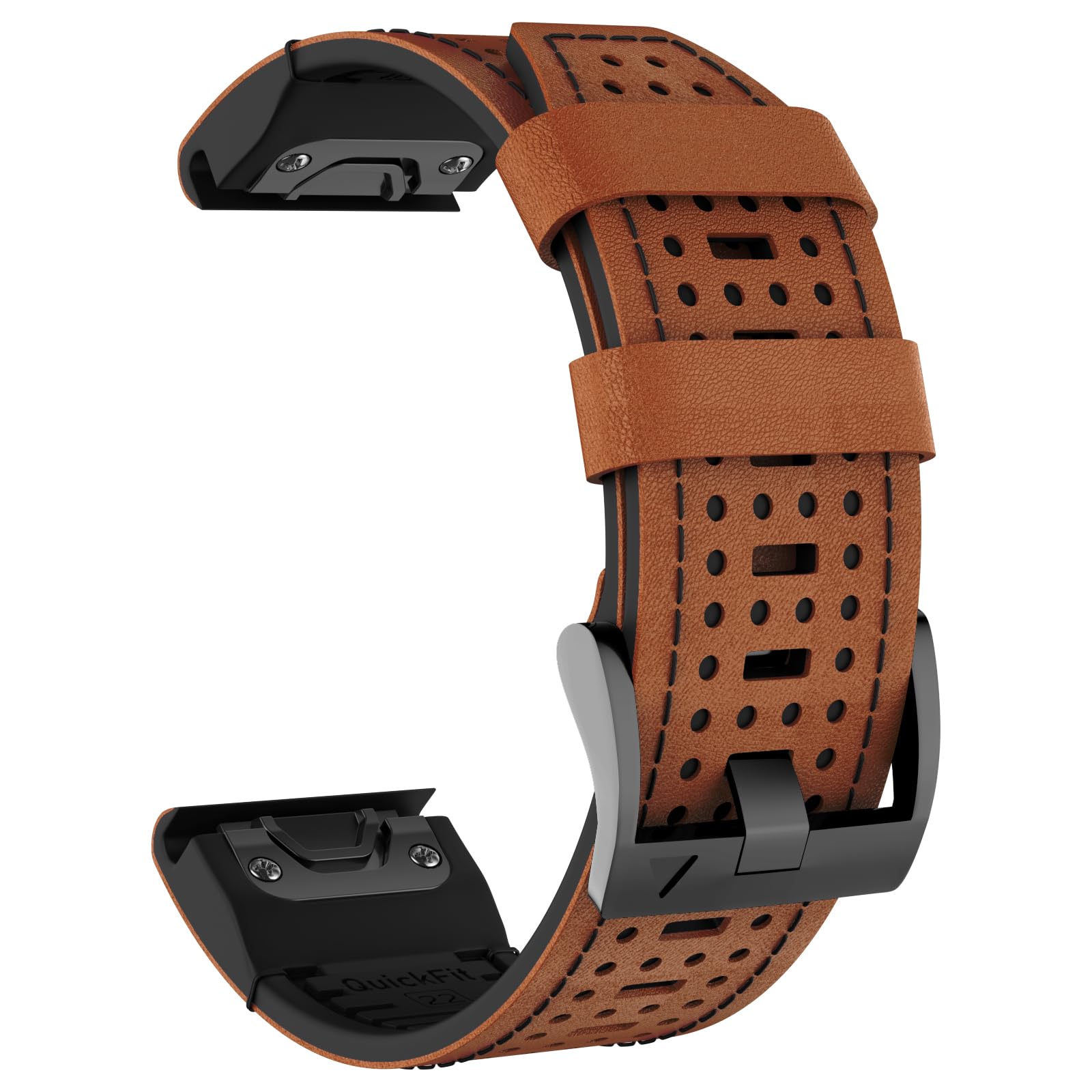 OVERSTEP Leather Strap Compatible with Garmin Fenix 7/Fenix 8 47mm, Quick-Fit 22mm Sport Bands for Fenix E/Fenix 6/Fenix 5/Descent G1 Solar/Quatix 7/Forerunner 965/Epix Pro 47mm Smartwatch