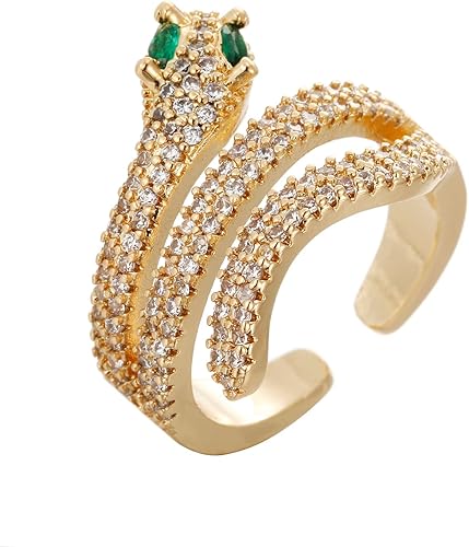 Winssigma Anillo de serpiente para mujer, anillo de mariposa, anillos de pantera, anillo de cabeza de leopardo, anillo ajustable, Metal no