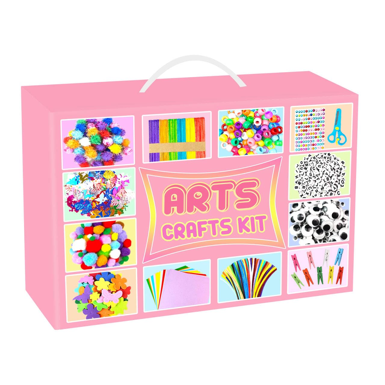 BNUZEIYI 2000 PCS Arts and Crafts Supplies for Kids All-in-1 Craft Kit with Pipe Cleaners Craft Box Set DIY Crafting Supply School Supplies Toys Gifts for Girls Boys Ages 4-6