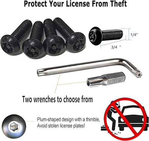 Miniatura 3 de Minda - Tornillos antirrobo negros para placa de matrícula, acero inoxidable inoxidable para placa de automóvil, tornillos M6 (1/4 de pulgada) a