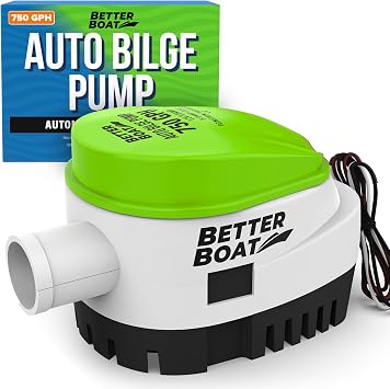Automatic Bilge Pump 750 GPH 12V with Built-In Float Switch, 3/4 Inch Outlet, Submersible for Bass Boats, Jon Boats - Better Boat