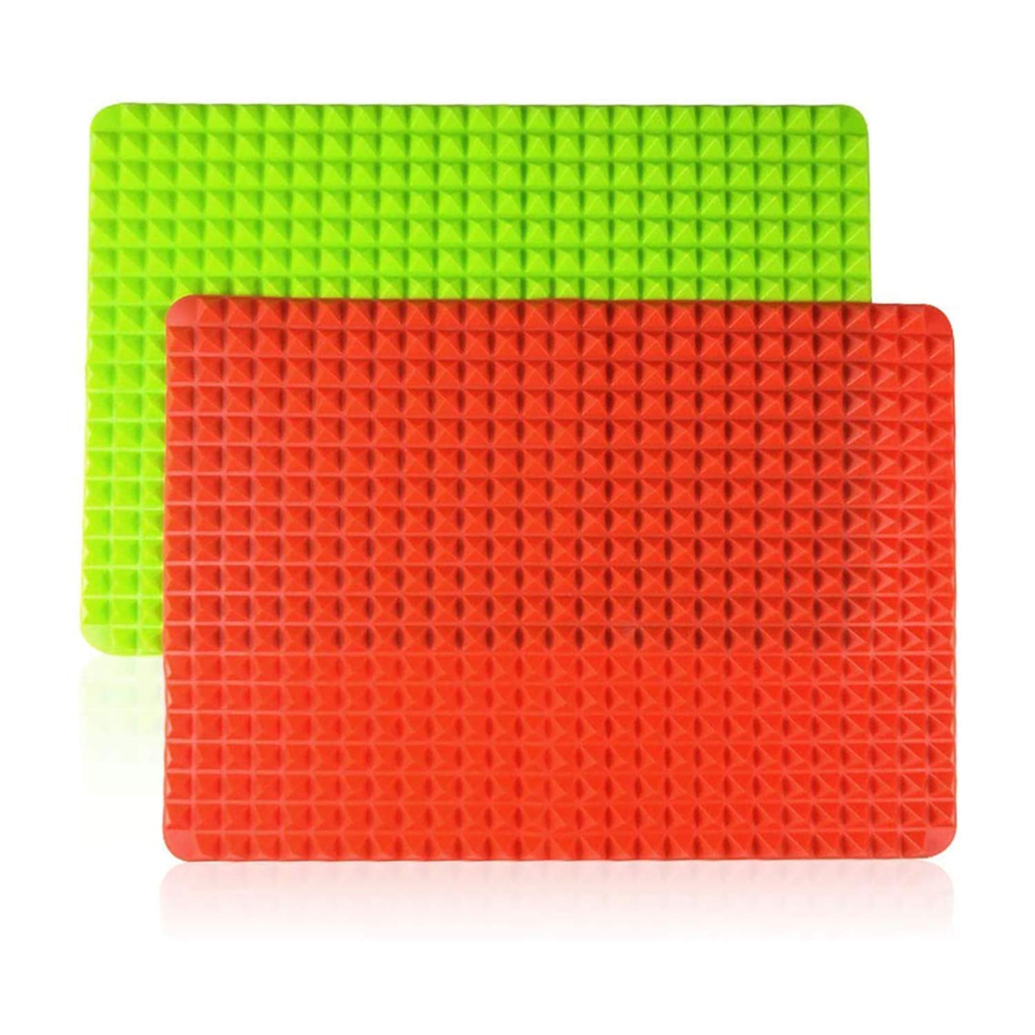 Pyramid Pan Baking Mats 2pcs Heat Resistant Baking Cooking Mat, Reusable Diamond Chef Silicone Mat, for Oven Grilling BBQ