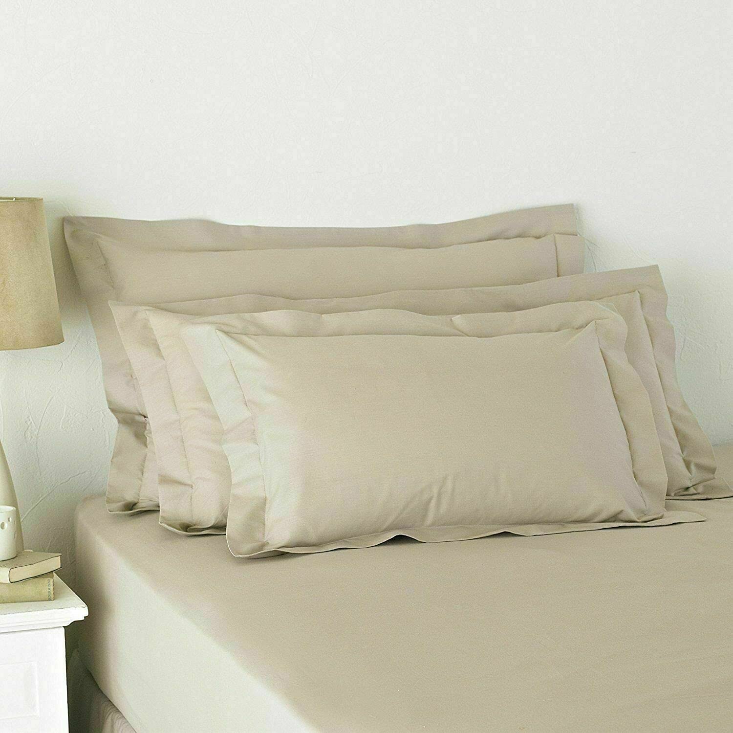 LUXURY EXTRA DEEP BOX 40CM FITTED SHEET 180 THREAD COUNT POLY COTTON FIT BED COVER SHEETS SINGLE DOUBLE KING SUPER SIZES (Blossom Brown, Housewife Pillowcase)