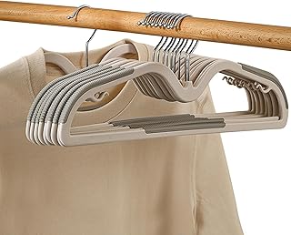 ハンガー かたくずれ防止 10本組 滑らないハンガー プラスチック 洗濯ハンガー 360°回転 省スペース 多機能 おしゃれ ライトグレー