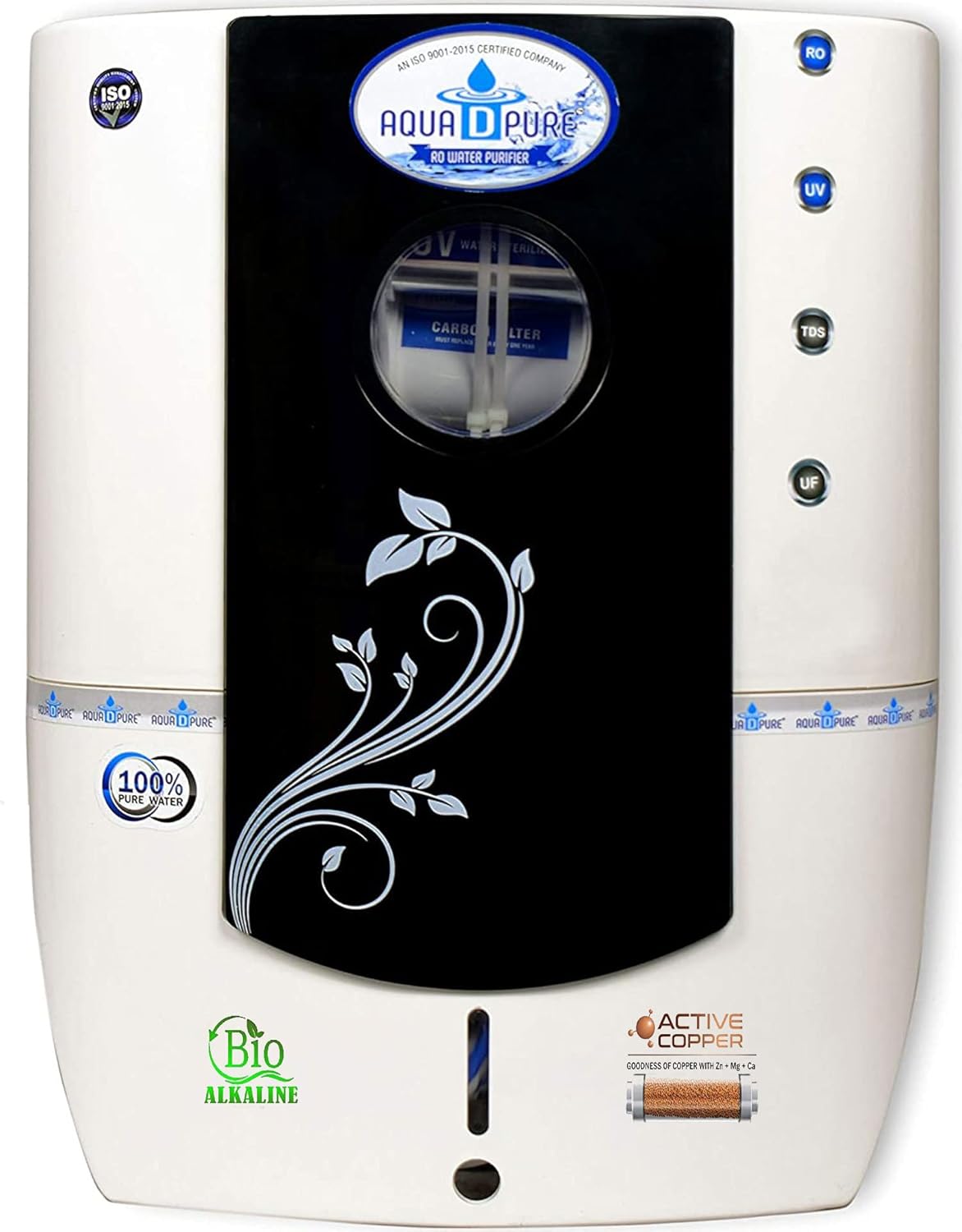 AQUA D PURE Water Purifier With Active Copper + Alkaline RO+UV+UF+TDS
