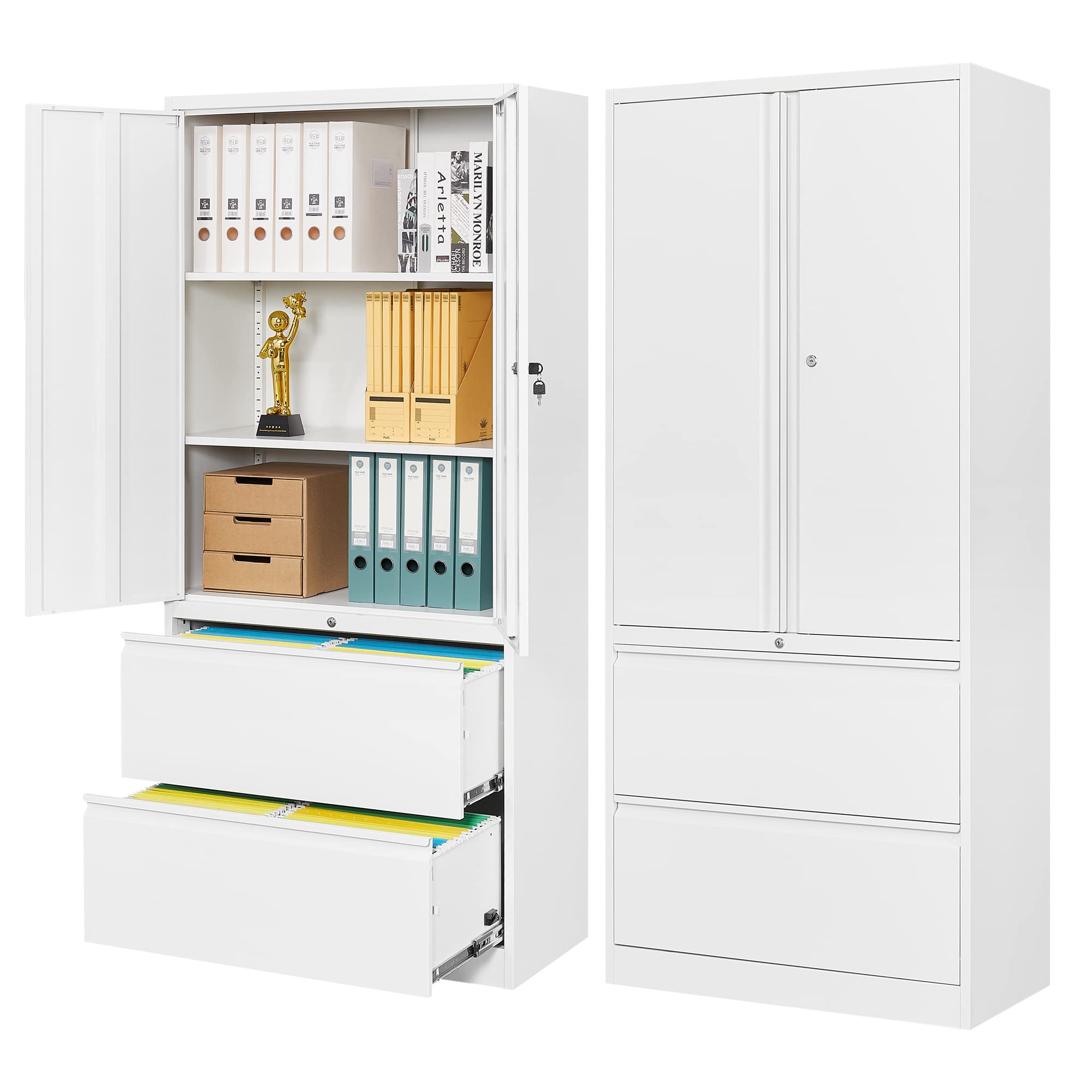 STANI Metal Lateral File Cabinet White