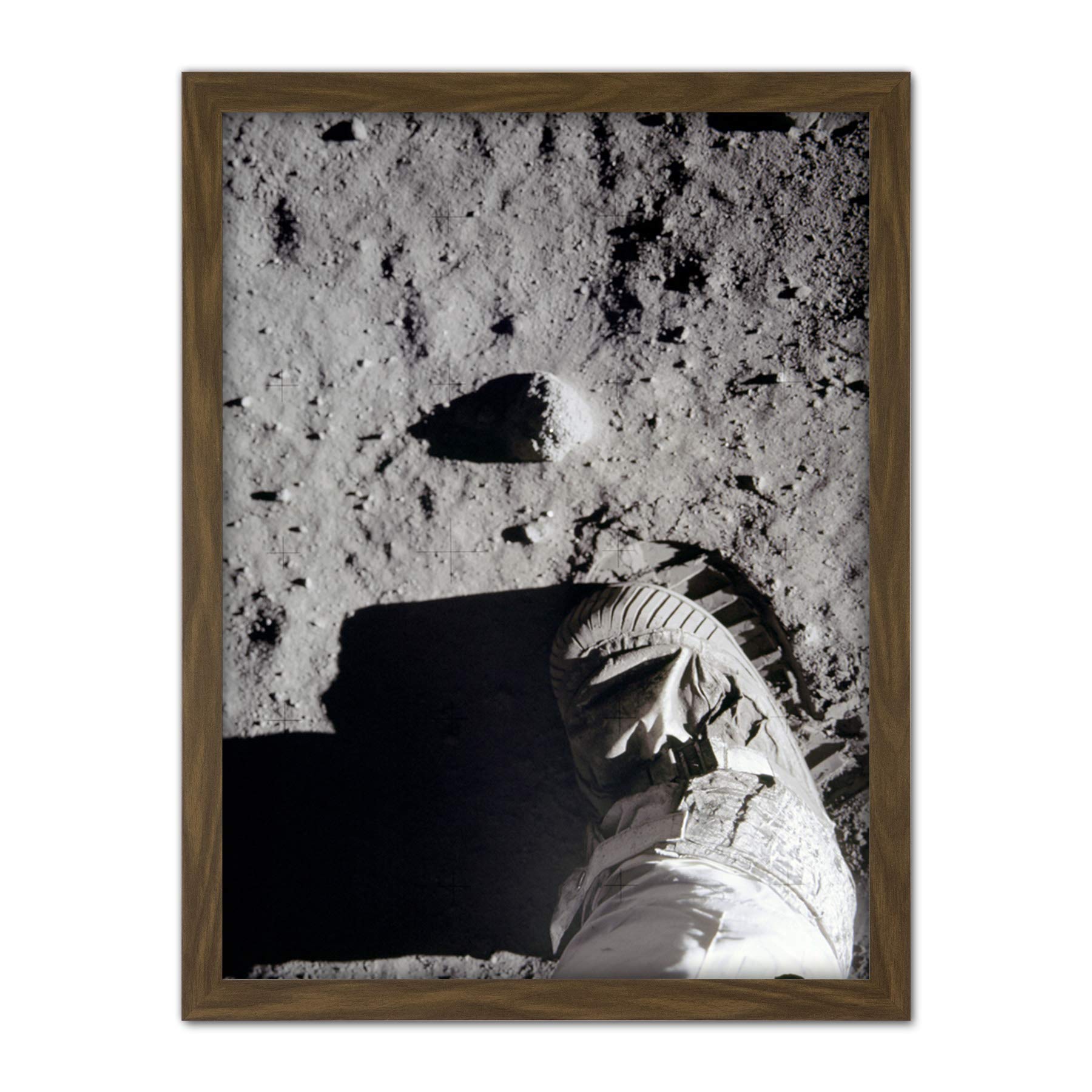 NASA Moon Landing Apollo 11 Aldrin's Boot Photo - Framed Wall Art Print - Artery8 - W18 inch x H24 inch