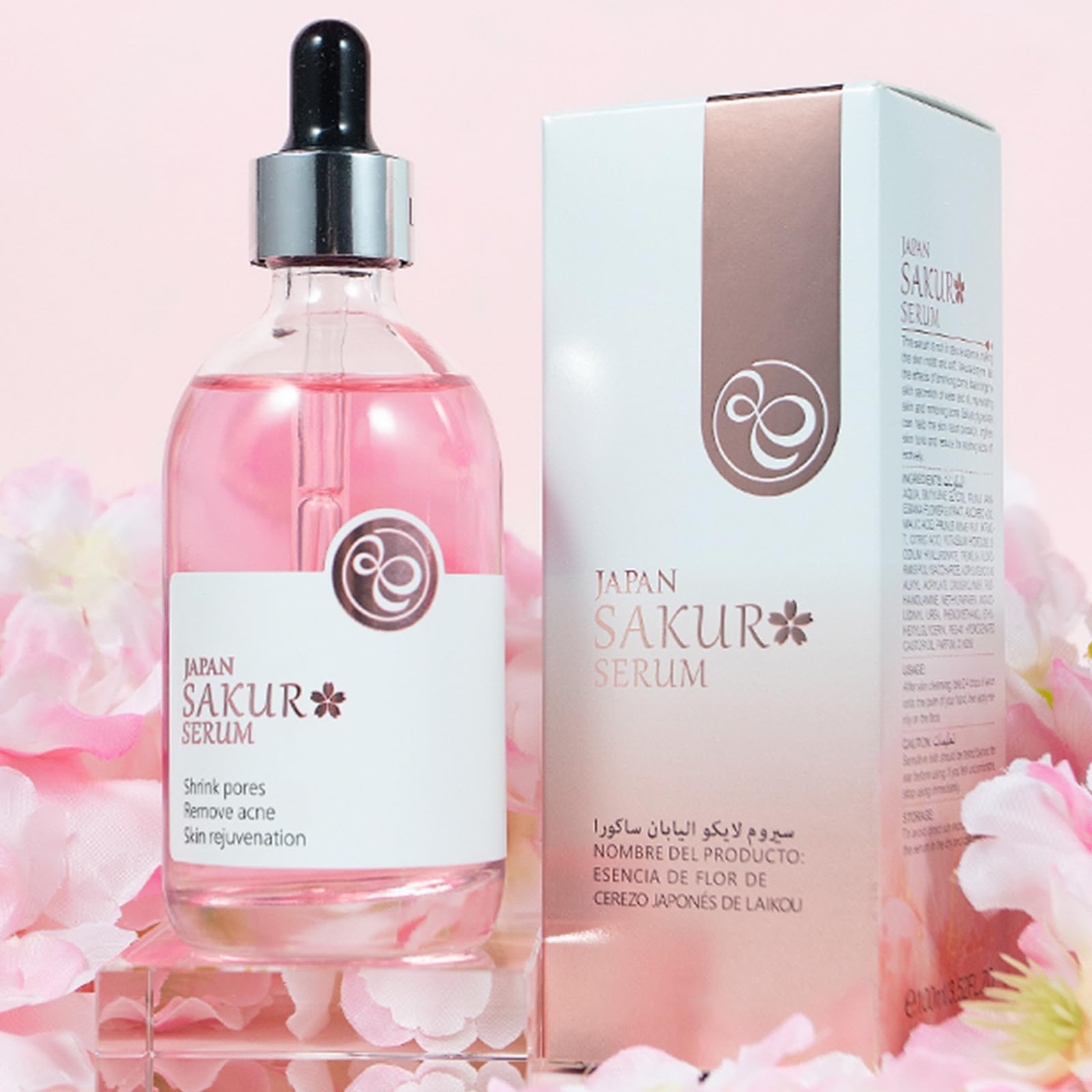 AzoneeSakura Face Fluid Essence, JAPAN Sakura Serum for Face with Vitamin C, Moisturizing Skin Shining, Anti-Aging, Wrinkles, Dark Spots Serum for Uneven Skin Tone & Dull Skin