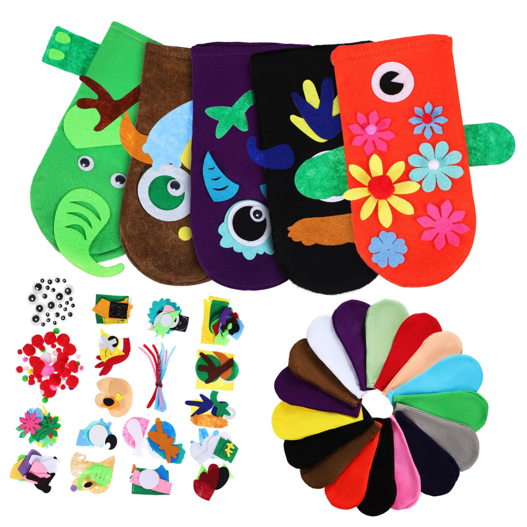 ZUNOXAZ Juego de Marionetas de Mano de Fieltro para Niños Diseños Vibrantes y Confección Fina, Kit de Manualidades Adecuado para Juegos de Rol y Costura Creativa