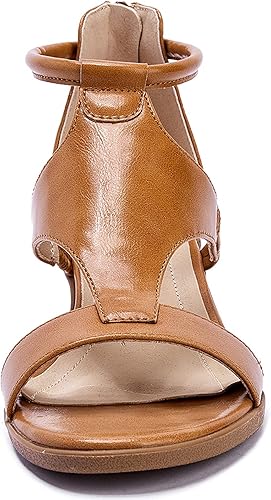Miniatura 5 de TINSTREE Women Wedge Sandal Comfort Ankle Strap Heeled Sandal Open Toe Sandals with Zipper