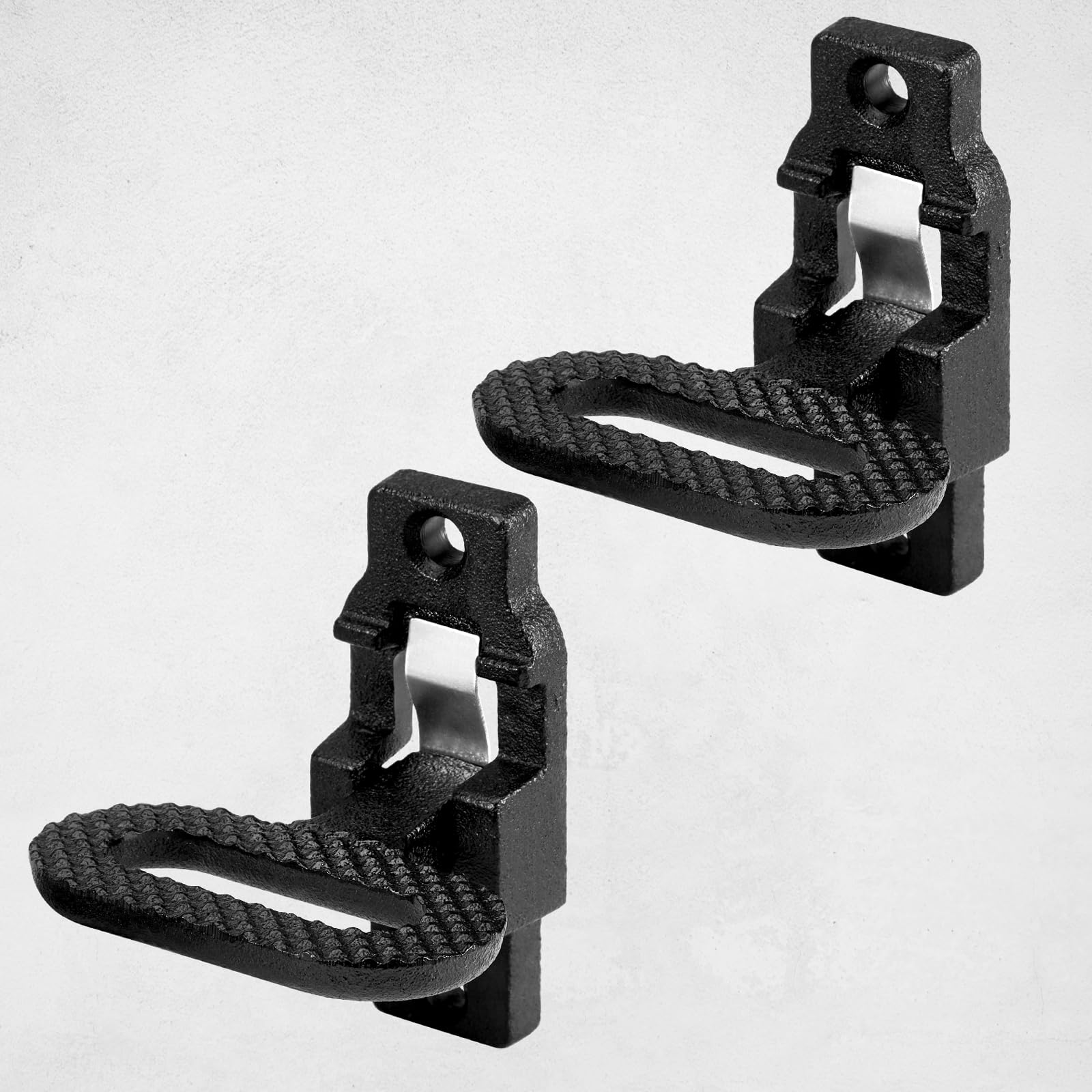 Lot de 2 marches de sécurité pliantes, noires, en acier E-Coat à usage intensif avec poignée rabattable pour camion, remorques, autobus, bateau, VR, camping-car et autres véhicules