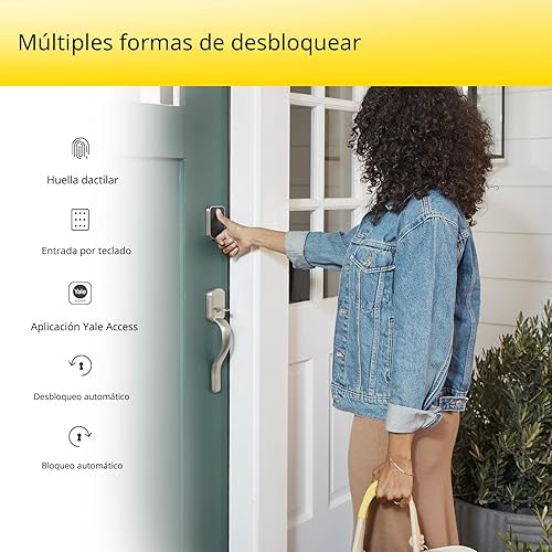 Miniatura 5 de Yale Security Assure Lock - Cerradura de seguridad de 2 táctiles, cerradura inteligente de puerta de entrada con llave de níquel satinado con
