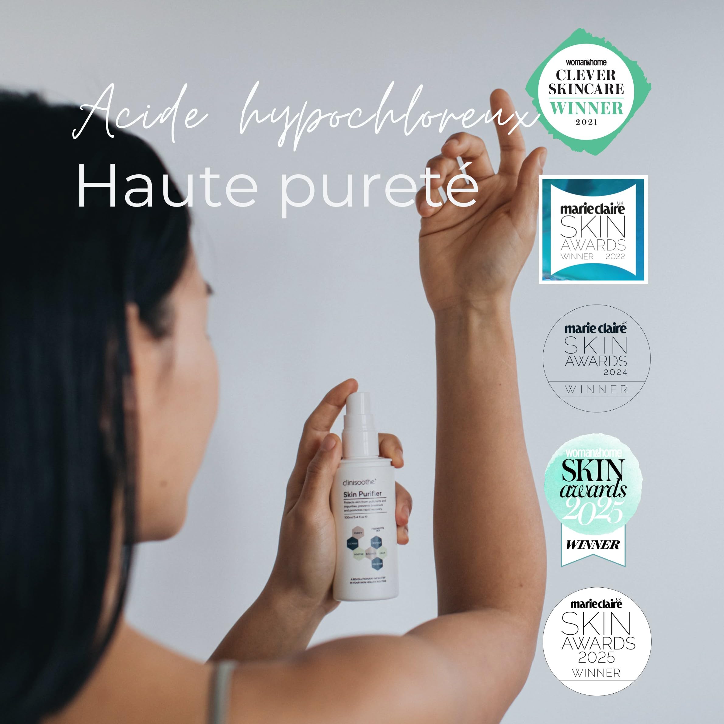 Clinisoothe+ Skin Purifier Acide Hypochloreux en Spray pour le Visage, 100 ml, Aide à Lutter contre les Polluants et les Impuretés, Convient aux Peaux Sensibles et Sujettes aux Imperfections