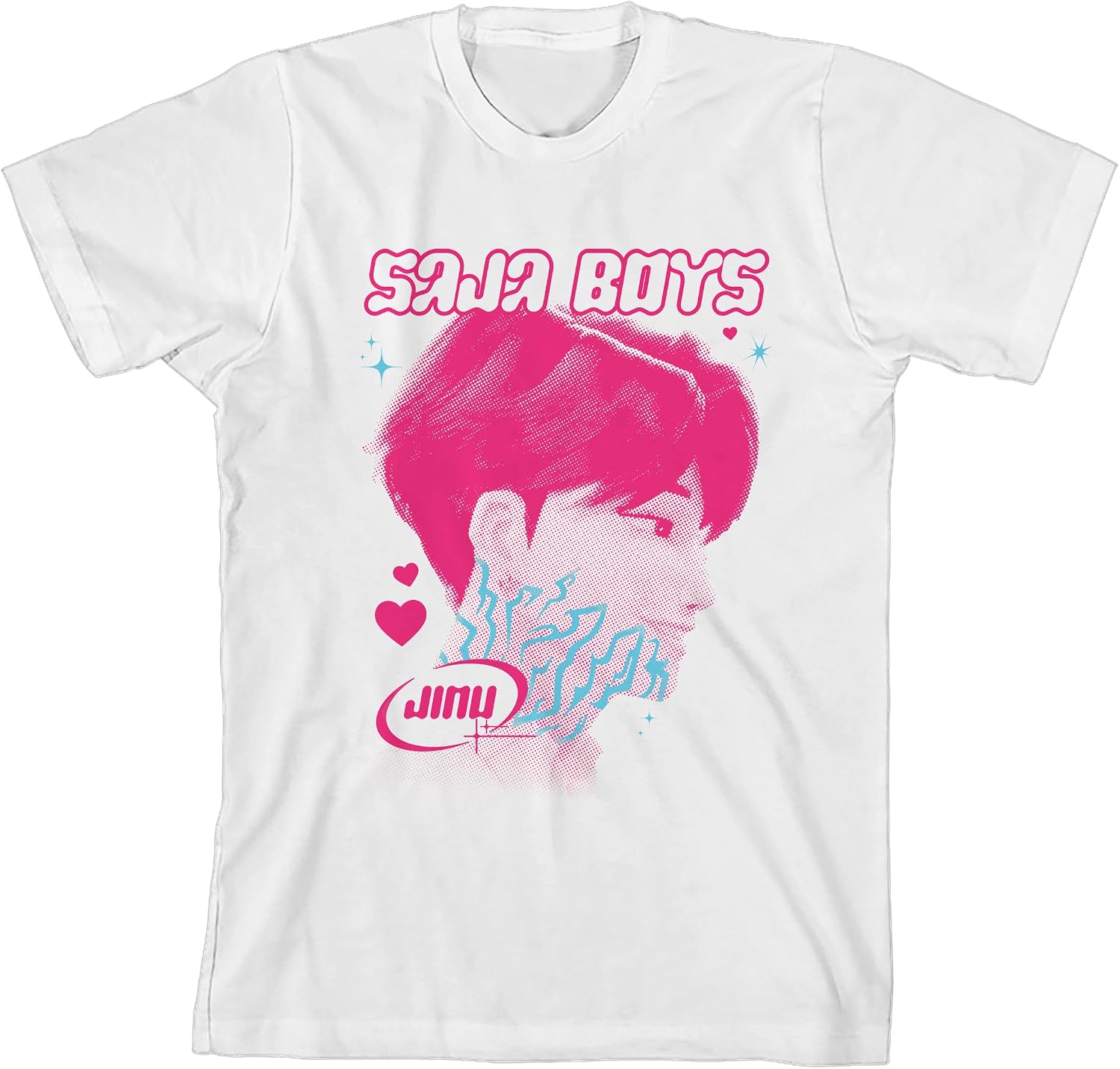 Kpop Demon Hunters Big Face Jinu Youth White Crew Neck Short Sleeve T-Shirt