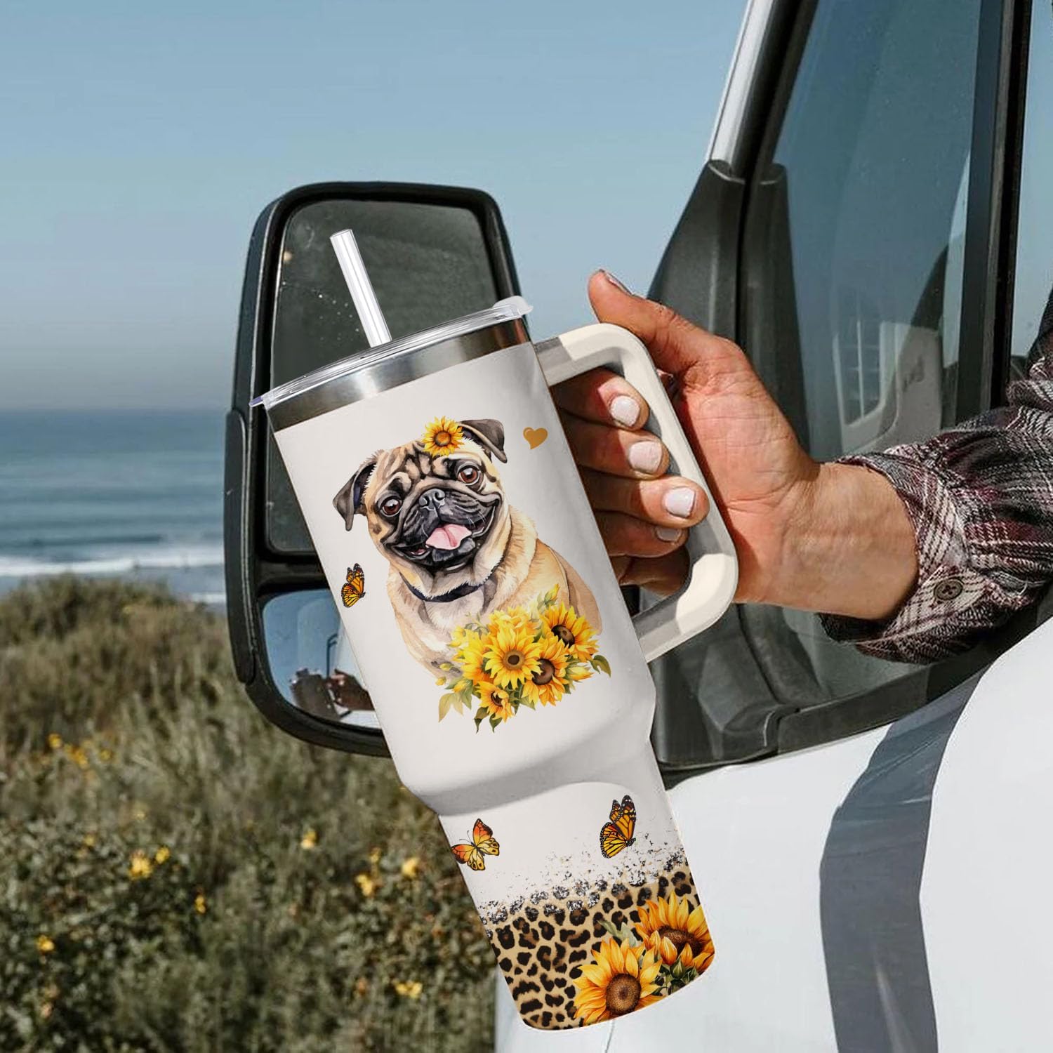 Pug Tumbler for Womens,Vacuum Insulated Travel Cup 40oz - Image 4