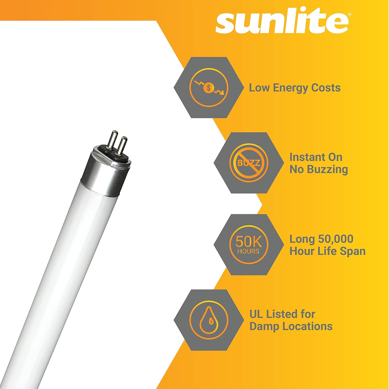 Flash Deals - 50% OFF Sunlite 40811 LED T5 Plug & Play light Tube (Type A) 2 foot, 11W (F24T5/HO Equal) 1400 Lm, G5 Bi-Pin Mini Base, Dual End Connection, Ballast Compatible, Frosted, UL Listed, 5000K Daylight, 10 Pack