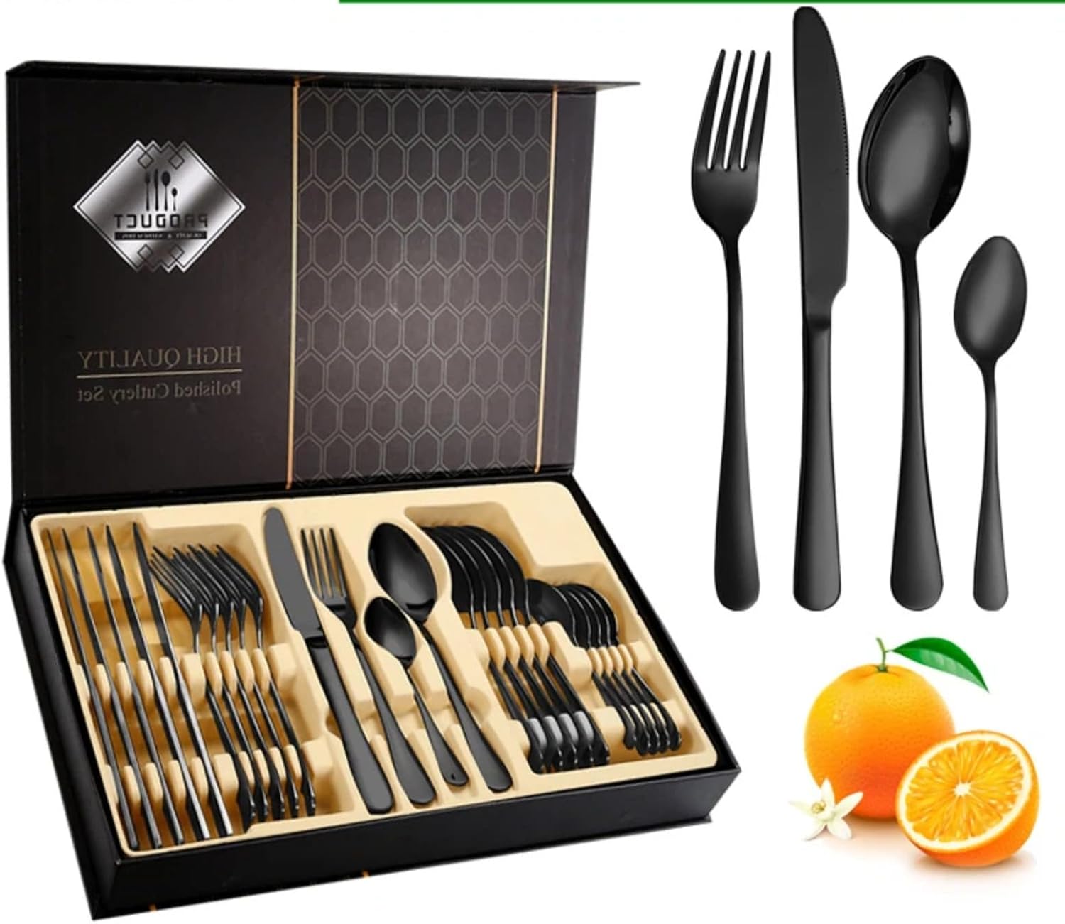 Cross border Amazon Stainless Steel Tableware Western 24 piece Set, Beef Knife Fork Spoon 4-piece Set