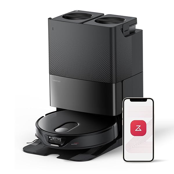 roborock Qrevo Slim Robot Vacuum and Mop Combo, 8.2cm Ultra-Slim, 3D Sensing Tech, Advanced Obstacle Recognition, 11,000Pa Suction, FlexiArm Side Brush & Mop, Auto Mop Washing & Drying, Self-Emptying