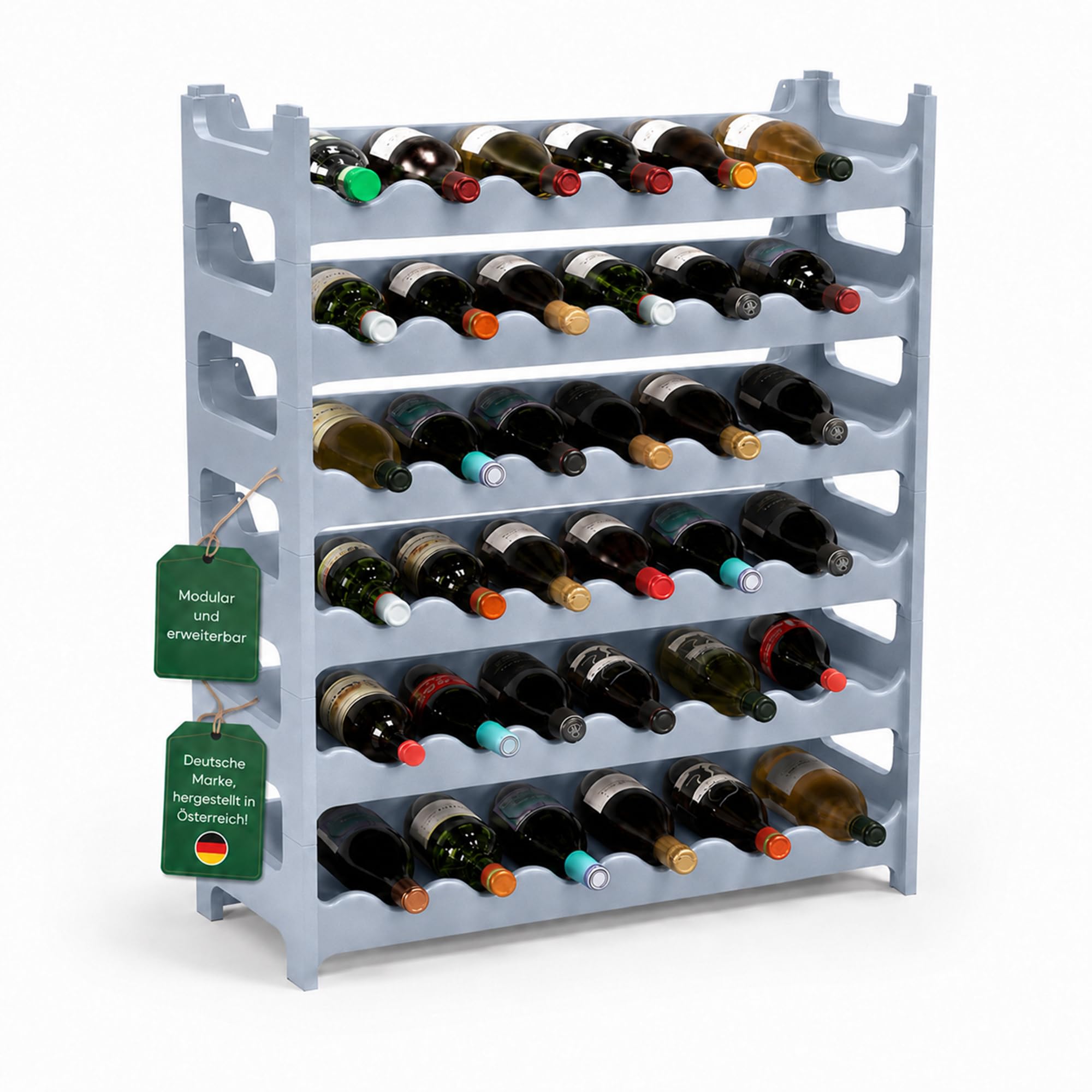 ARTECSIS® Weinregal stapelbar & modular erweiterbar Kunststoff für 12-72 Weinflaschen - Stabiles Flaschenregal & Getränkeregal Gastronomie-Qualität - Flaschen Weinständer & Weinflaschenhalter