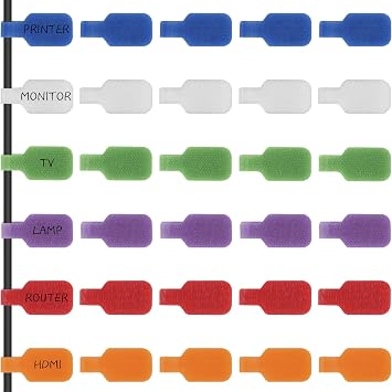 30Pcs Cable Cord Labels, Purpose Cable Tags Handwriting Reusable Wire Labels, Electronic Cable Identification Tags for Wire Management and Identification Rectangle A