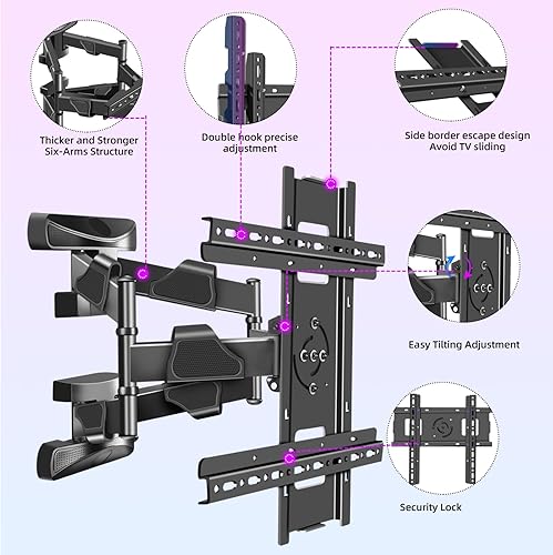 Miniatura 6 de Soporte de pared para TV de rotación vertical y horizontal de 32 a 65 pulgadas, soporte de movimiento completo, se adapta a pantallas LED LCD de
