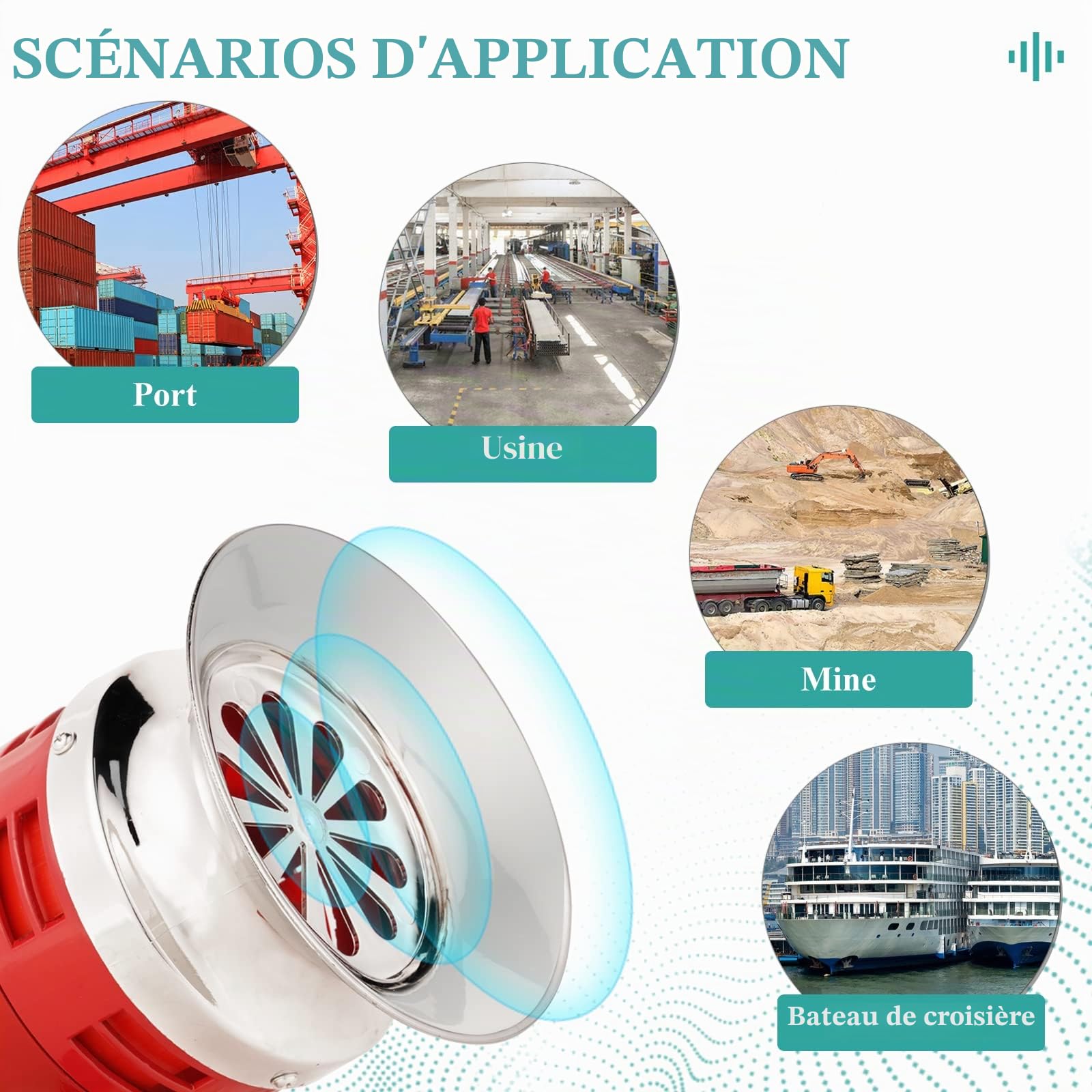 YJINGRUI 130dB Alarme de bateau de l'industrie de klaxon de sirène de raid aérien à moteur (AC 220V)