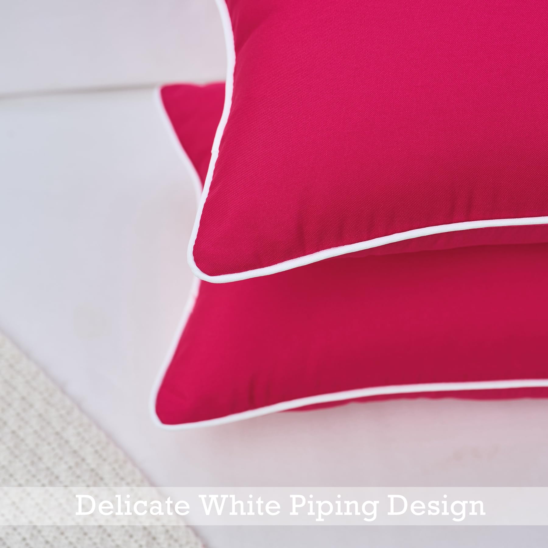 LIGICKY Confezione da 2 federe per cuscini da esterni, impermeabili, decorative, con bordo bianco, quadrate, per patio, divano, tenda, Sunbrella (45,7 x 45,7 cm)
