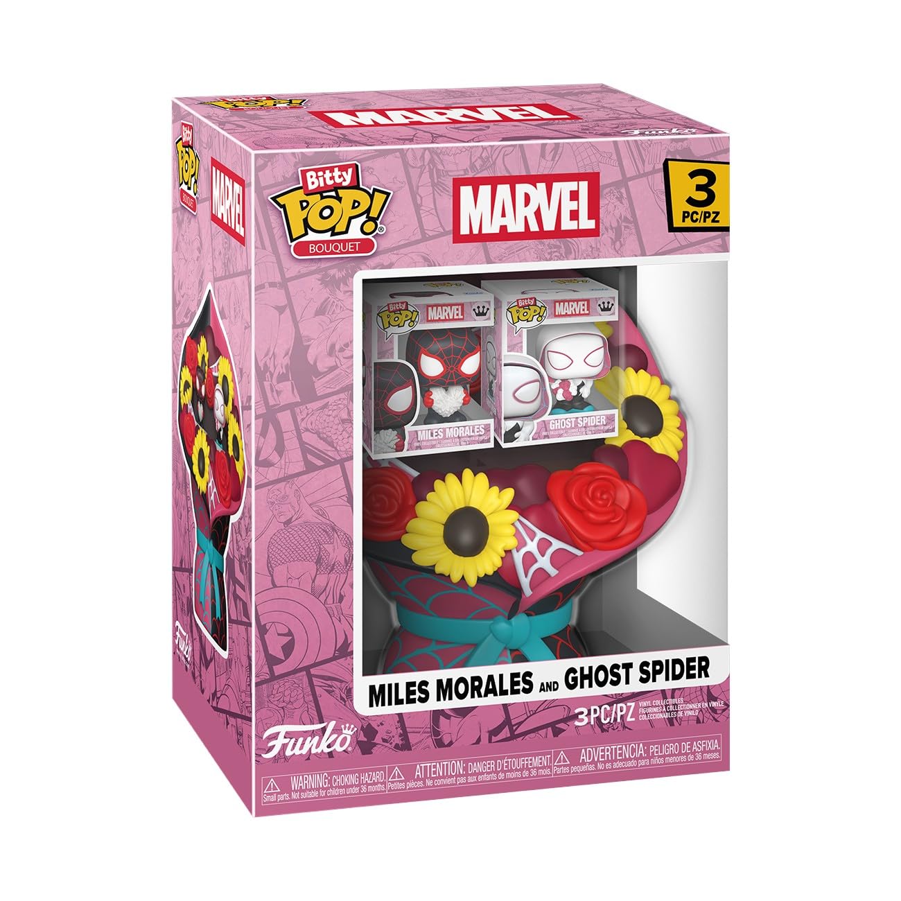 Funko Bitty Pop! Bouquet: Marvel Comics - Valentines- Miles Morales & Ghost Spider - Figura de Vinilo Coleccionable - Idea de Regalo - Mercancía Oficial - Juguetes para niños y Adultos