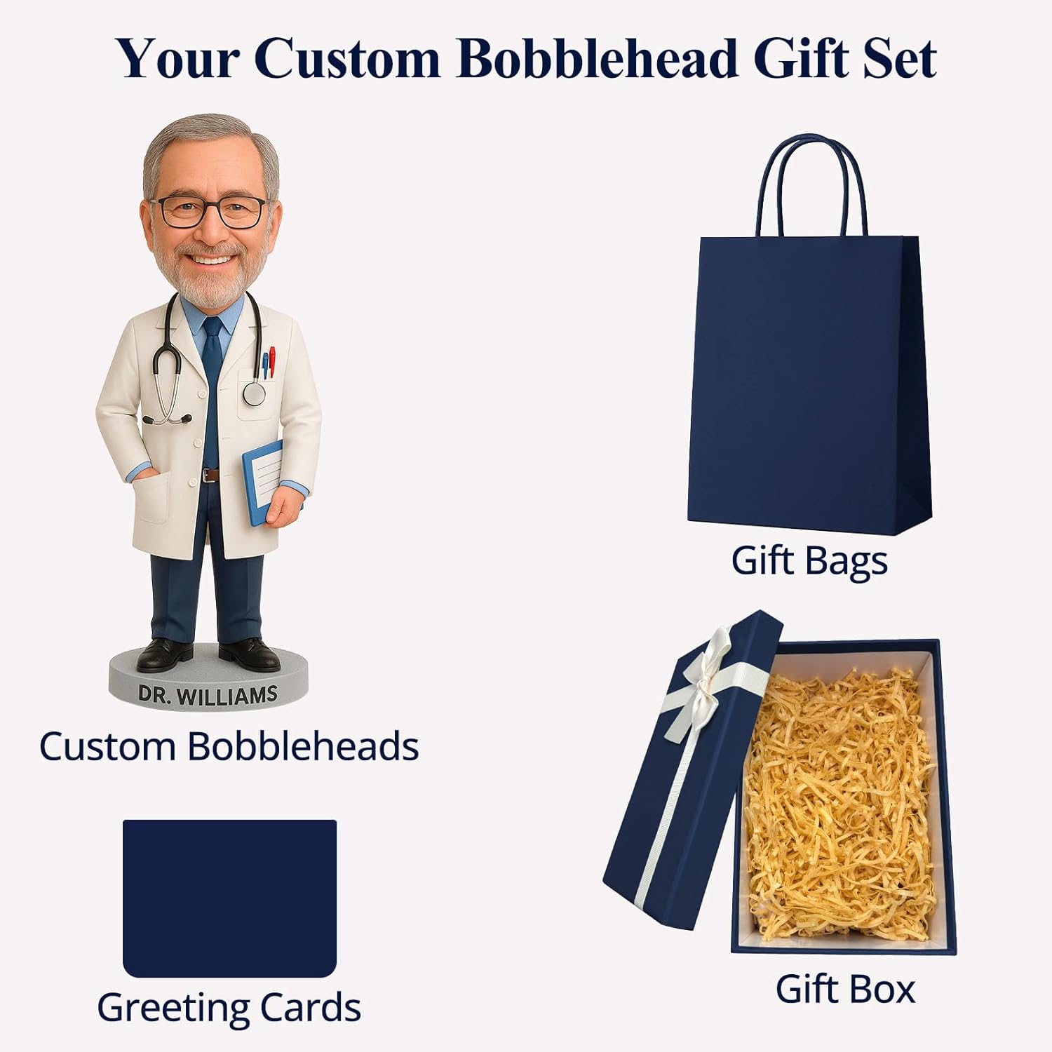 Custom Bobblehead from Your Photo, Fully or Semi-Custom, Handmade Figurine with Santa Hat & Name-Engraved Base, Personalized Photo Gift for Christmas, Valentine’s Day, Birthday & Anniversary - Image 2