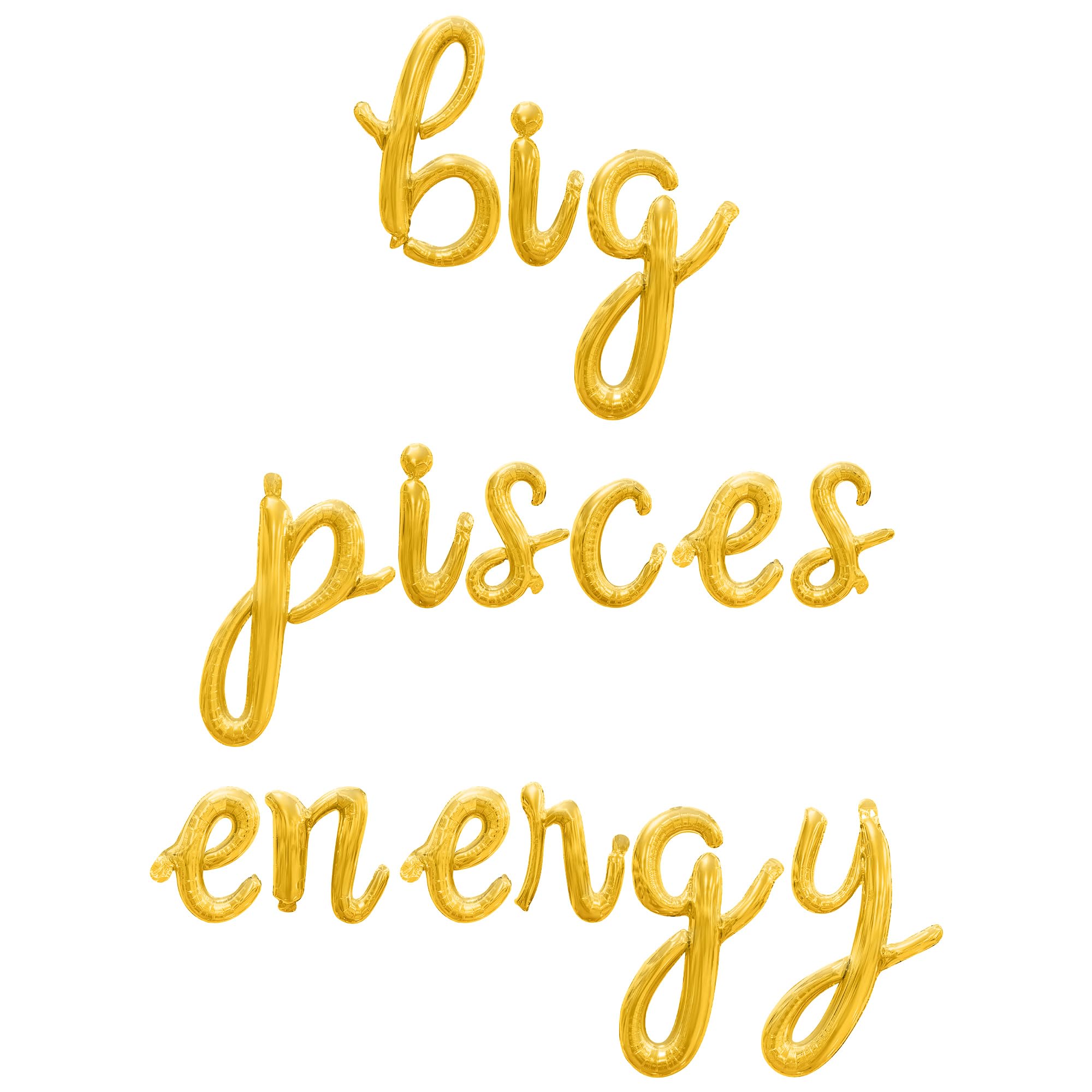 Cursive Script Letter Balloons - BIG PISCES ENERGY 16" Inch Alphabet Letters Foil Mylar Balloon Birthday Party Banner (Gold)