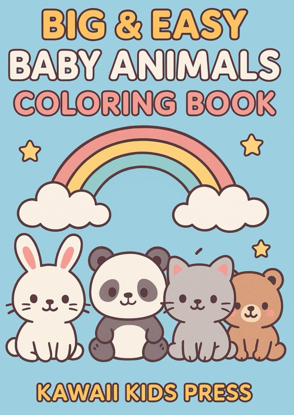 Kawaii Animals Easy Coloring Book for Toddlers and Preschoolers